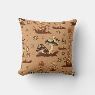 Coussin Imaginaire champignon, papier peint vintage de la 