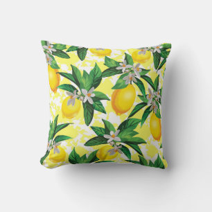 Coussin Imaginaire citron : Motif Floral Créatif