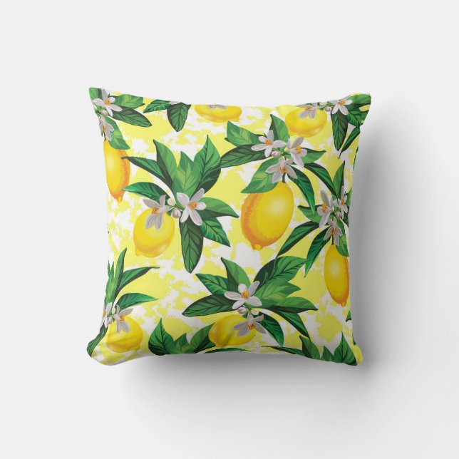 Coussin Imaginaire citron : Motif Floral Créatif (Recto)