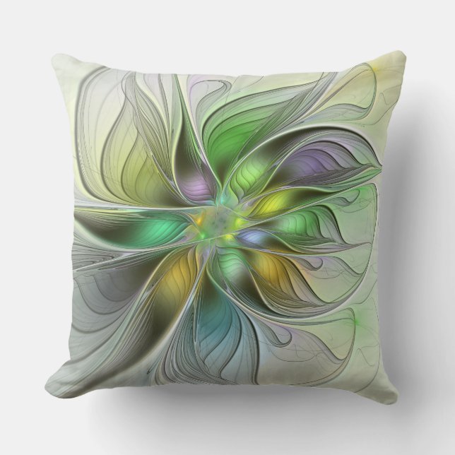 Coussin Imaginaire coloré Fleur moderne Abstrait Fractal (Recto)