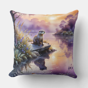 Coussin Imaginaire Coucher de soleil mignon Lac pourpre