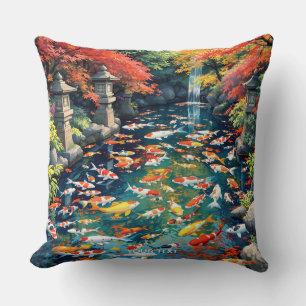 Coussin Imaginaire Cute Koi Fish Pond