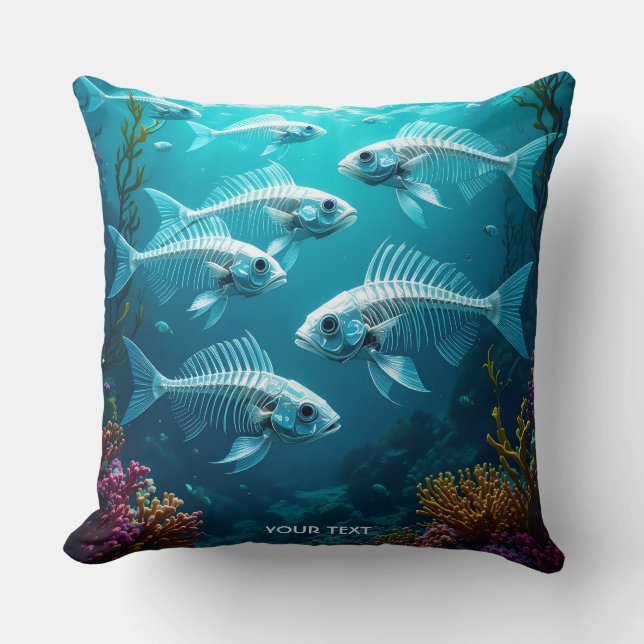 Coussin Imaginaire Cute Skeleton Fish School (Recto)