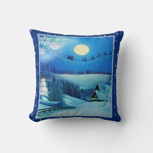 Coussin Imaginaire de vacances hivernales neige