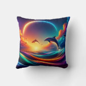 Coussin "Imaginaire Dolphin Vibrant - Art Océan Surreal" (Verso)