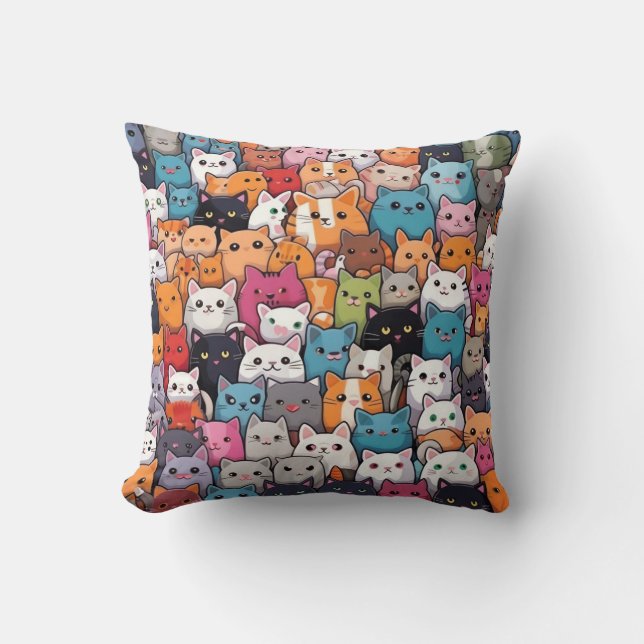 Coussin Imaginaire Feline : Cute Anime Cats Galore (Recto)
