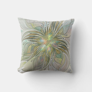 Coussin Imaginaire Floral Fleur Art Fractal Moderne Avec O