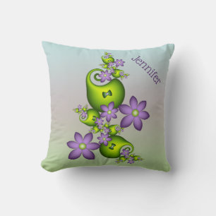 Coussin Imaginaire Floral Fleurs Lilac Formes vertes Nom