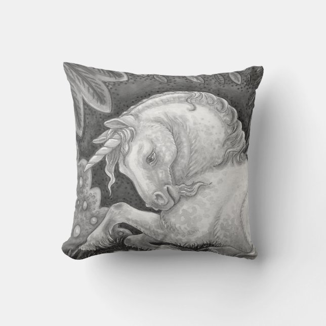Coussin Imaginaire gothique du cheval Unicorne JETER PILLO (Recto)