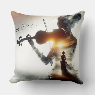 Coussin Imaginaire jolie violon fille soleil