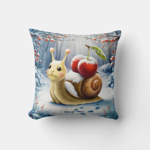 Coussin Imaginaire mignonne cerise d'escargot hiver