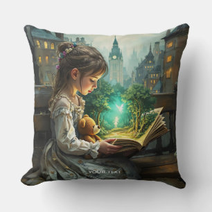 Coussin Imaginaire mignonne jeune fille lecture