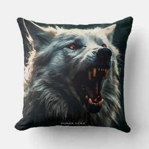 Coussin Imaginaire Mignonne loup blanc en colère