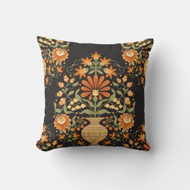 Coussin Imaginaire moghol : Opulence florale rétro (Recto)