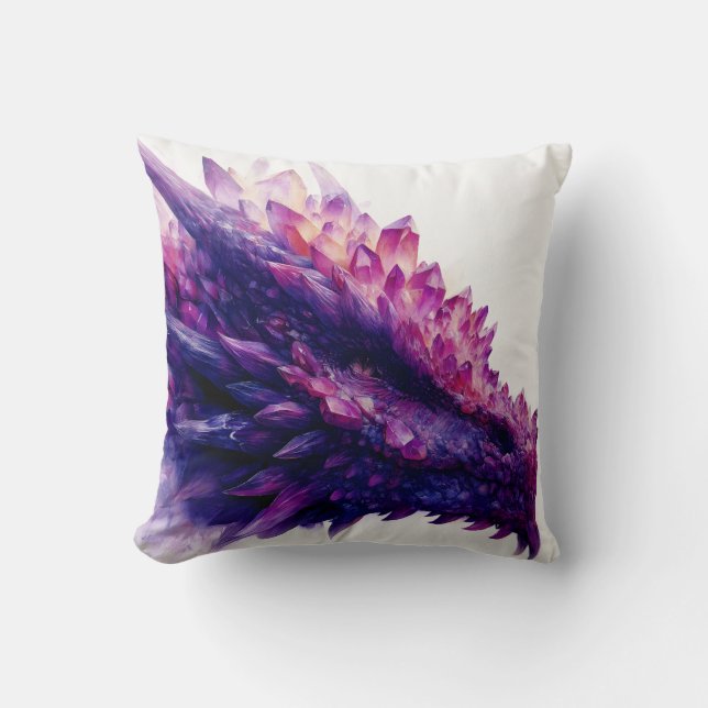 Coussin Imaginaire mystique Améthyste cristal Dragon Bête (Recto)