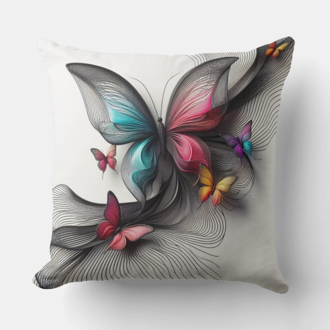 Coussin Imaginaire papillon : intérieur coloré (Recto)