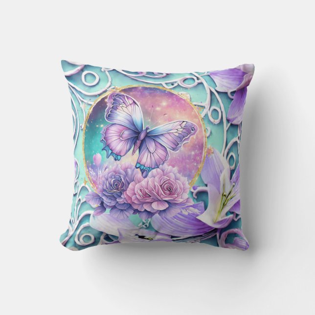 Coussin Imaginaire papillon pourpre Univers (Recto)