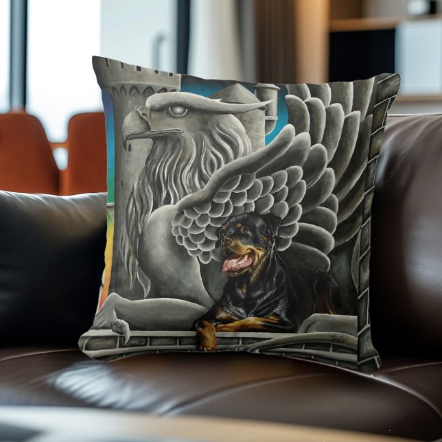 Coussin Imaginaire Rottweiler Chien Gargoyle (Créateur téléchargé)