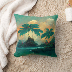 Coussin Imaginaire tropical Mer & Palmiers