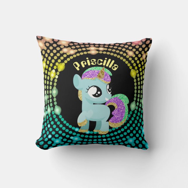 Coussin Imaginaire unicorn personnalisable filles salle co (Recto)
