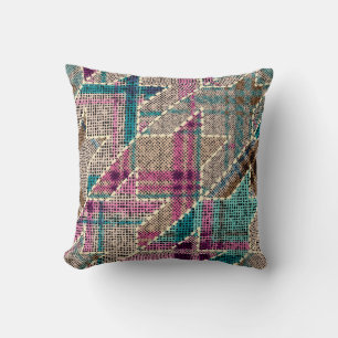 Coussin Imitation du motif de patchwork indien avec textur