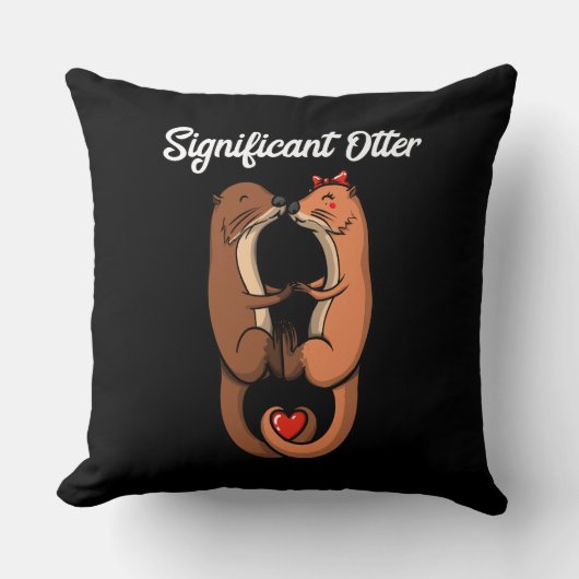Coussin Importante Otter Cute Animaux Couple Plaisanterie (Recto)
