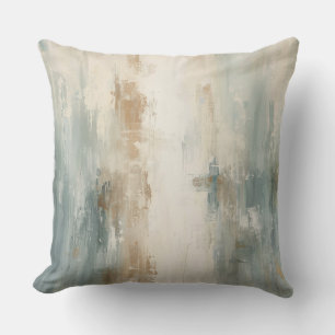 Coussin Impression abstraite bleu marron crème douce et ru