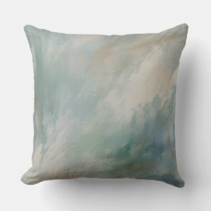 Coussin Impression Abstraite Bleue Verte Atténuée