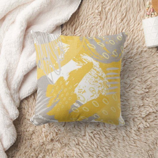 Coussin Impression abstraite gris ocre (Couverture)
