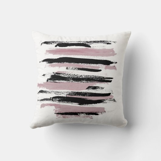 Coussin Impression Abstraite minimaliste noire rose (Verso)