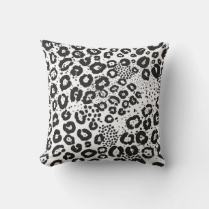 Coussin Impression animale noir blanc léopard des neiges g