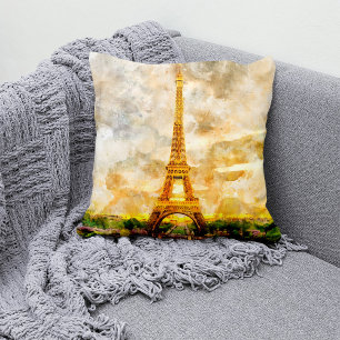 Coussin Impression artistique aquarelle du coucher de sole