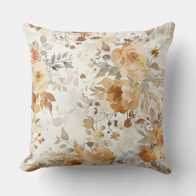 Coussin Impression botanique florale d'automne confortable (Recto)