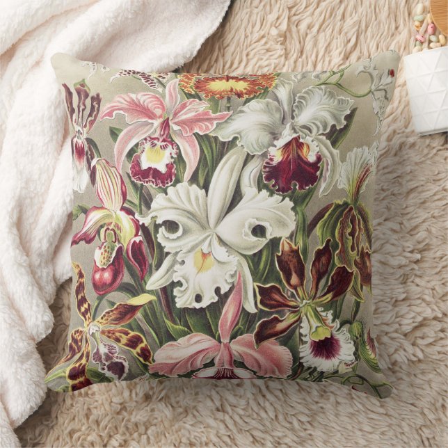 Coussin Impression botanique vintage d'orchidée par Ernst  (Couverture)