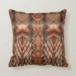 Coussin Impression Brown en cuir d'armure victorieuse abst