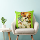 Coussin impression chiot mignon et chatons souriants (Chaise)