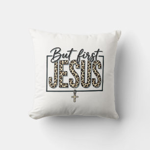Coussin Impression chrétienne vintage léopard Jésus Sh