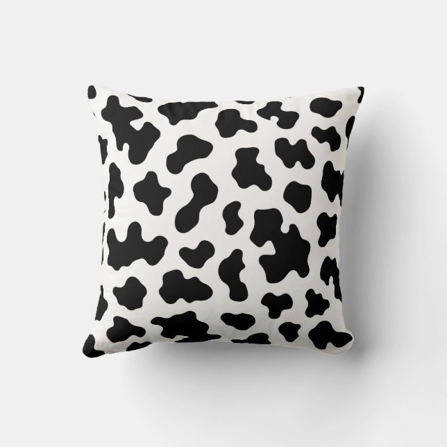Coussin Impression cuir de vache noir et blanc (Verso)