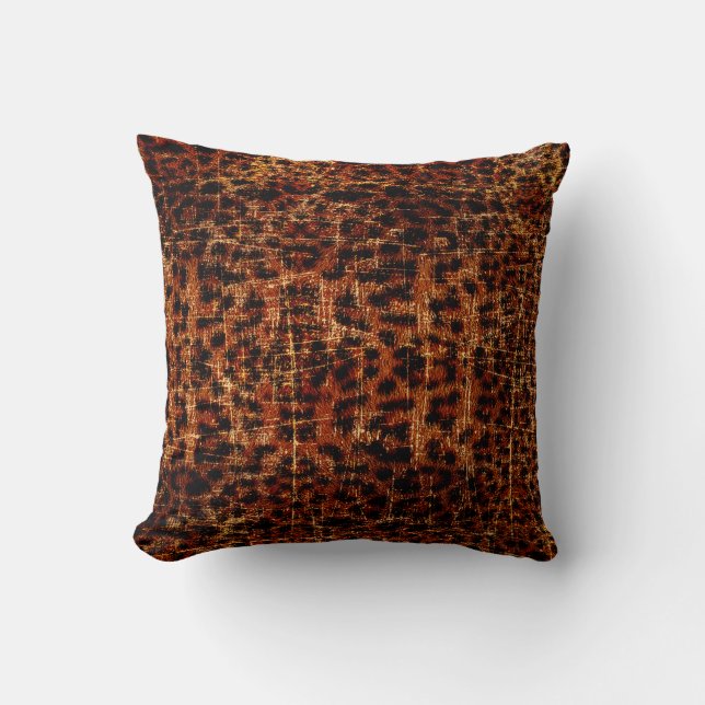 Coussin Impression d'animal jaguar grunge en détresse vint (Recto)