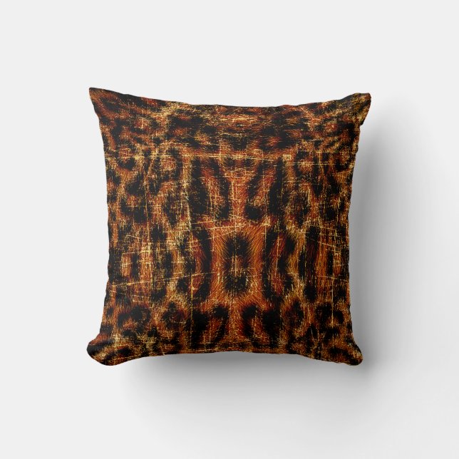 Coussin Impression d'animal léopard grunge en détresse vin (Recto)