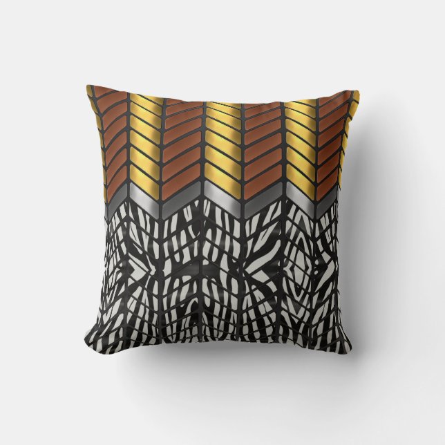 Coussin Impression d'animal zèbre à chevron zigzag moderne (Recto)