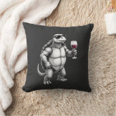Coussin impression d'art de tortue cool buvant du vin roug (Couverture)