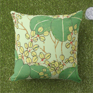 Coussin Impression de bloc de bois de feuille verte botani