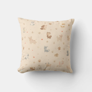 Coussin Impression de chat et de chien mignonne et confort