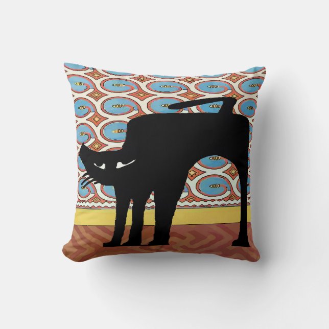Coussin Impression de chat noir japonais (Recto)
