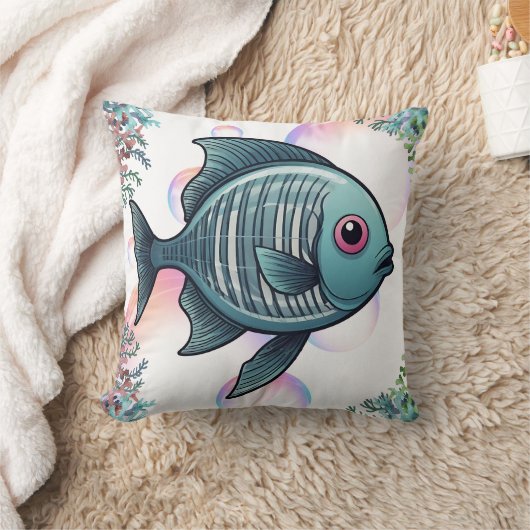 Coussin Impression de corail de poisson à rayons X (Couverture)