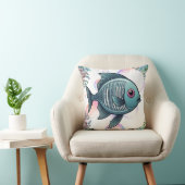 Coussin Impression de corail de poisson à rayons X (Chaise)