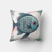Coussin Impression de corail de poisson à rayons X (Verso)