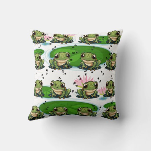Coussin Impression de grenouilles nombreuses (Verso)