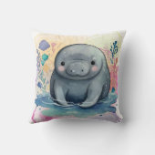 Coussin Impression de l'aquarelle Manatee (Verso)